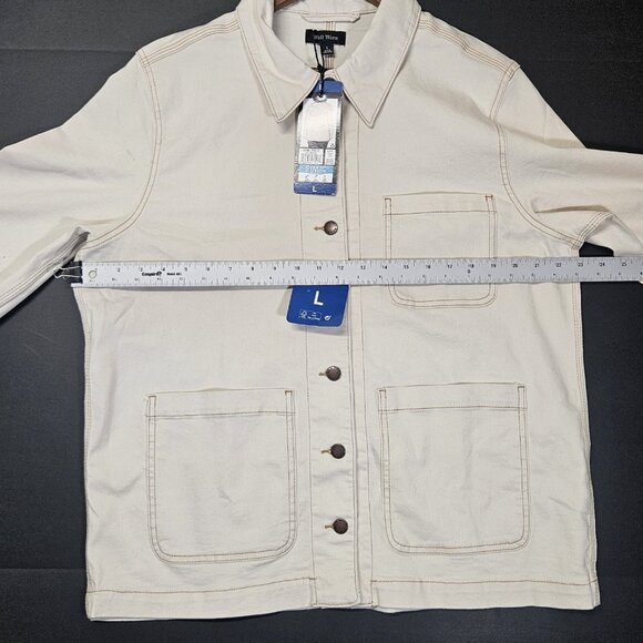 Well Worn Women's Size L Denim Button Up Jean Jacket Off White Cotton Blend - Picture 7 of 12